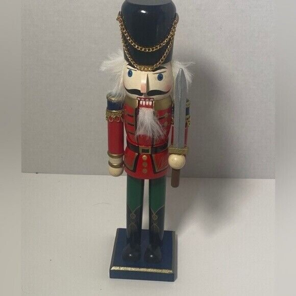 Wooden Christmas Nutcracker Figure Guard with Sword - Picture 1 of 6